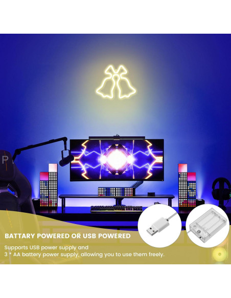 Campana de Navidad Neón Amarilla Ganrami - Decoración USB/Batería