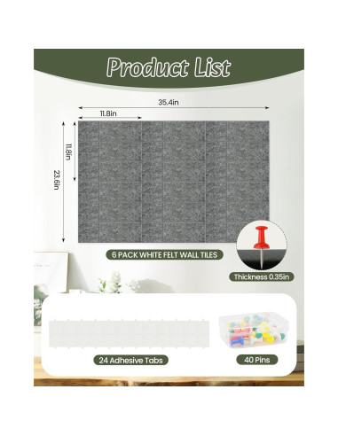 Tablero de Corcho Modular Aipiahio 9 Cuadrantes Gris 91x61 cm