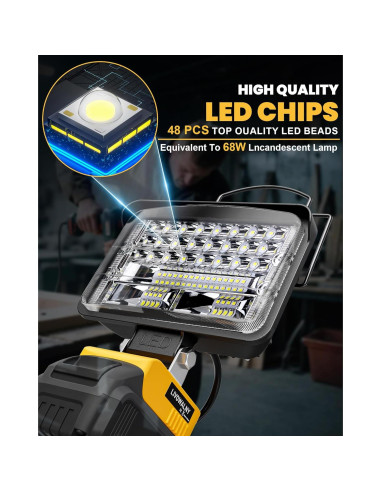 Luz de Trabajo LED Inalámbrica LIVOWALNY 78W 7800LM 12.7cm