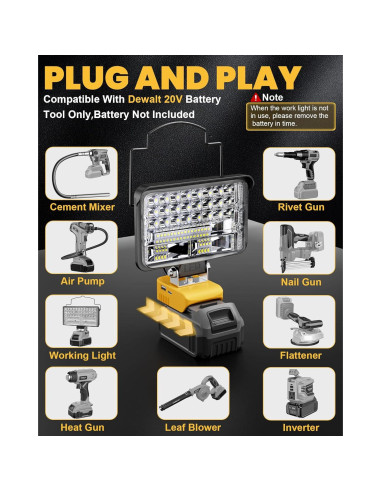 Luz de Trabajo LED Inalámbrica LIVOWALNY 78W 7800LM 12.7cm