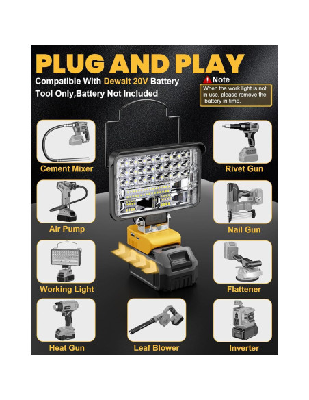 Luz de Trabajo LED Inalámbrica LIVOWALNY 78W 7800LM 12.7cm