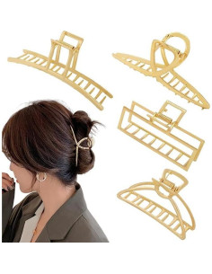 4 Clips de Pelo de Metal Dorado Ruimo - Tamaños Variados 2