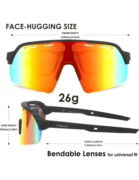 Gafas de Sol Deportivas INMKALI UV400 para Ciclismo y Más