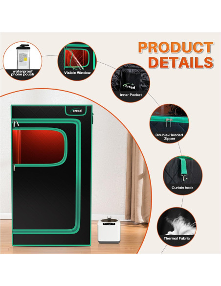 Sauna de Vapor Infrarroja TOREAD 3L 1200W Ajustable