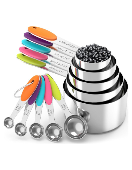 Juego de Tazas y Cucharas Medidoras TILUCK Acero Inoxidable 10 Piezas