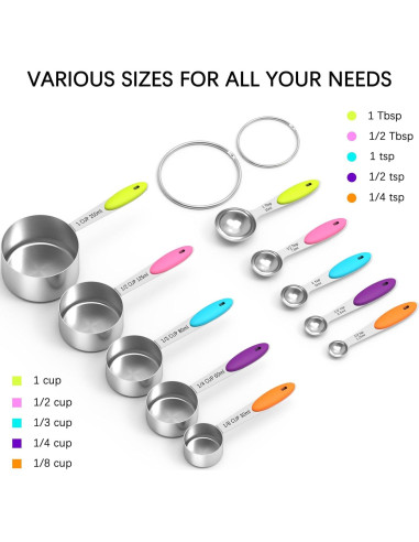 Juego de Tazas y Cucharas Medidoras TILUCK Acero Inoxidable 10 Piezas
