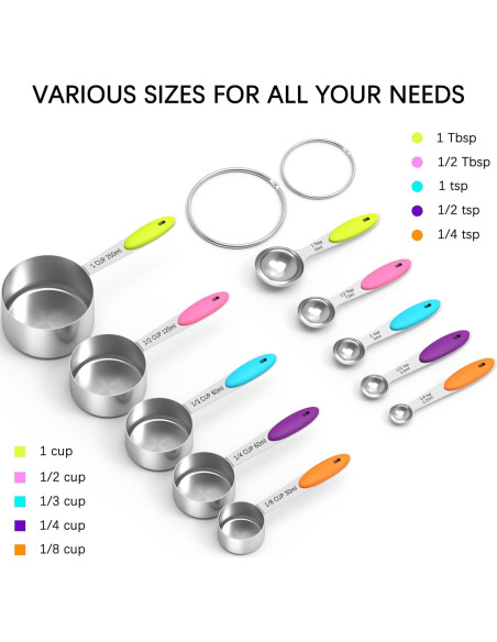 Juego de Tazas y Cucharas Medidoras TILUCK Acero Inoxidable 10 Piezas