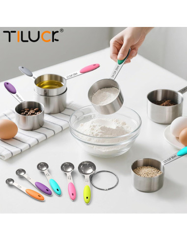 Juego de Tazas y Cucharas Medidoras TILUCK Acero Inoxidable 10 Piezas
