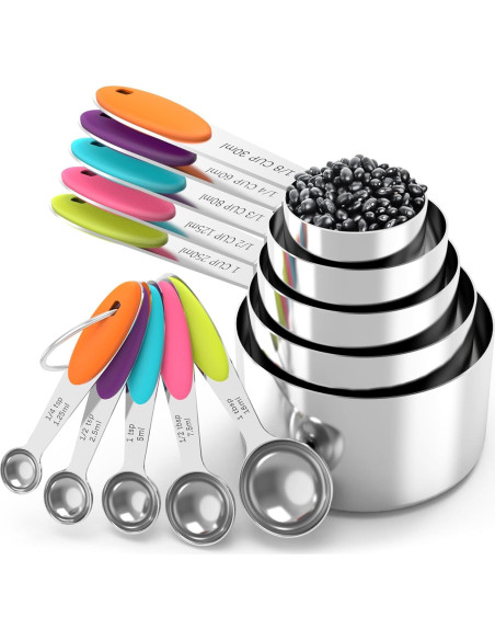 Juego de Tazas y Cucharas Medidoras TILUCK Acero Inoxidable 10 Piezas