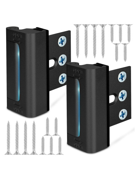 Cerradura de Refuerzo Comfylichi para Puertas - 2 Paquete Negro