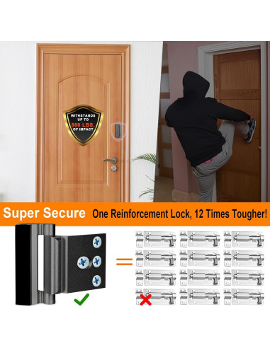 Cerradura de Refuerzo Comfylichi para Puertas - 2 Paquete Negro