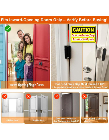 Cerradura de Refuerzo Comfylichi para Puertas - 2 Paquete Negro