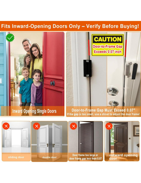 Cerradura de Refuerzo Comfylichi para Puertas - 2 Paquete Negro