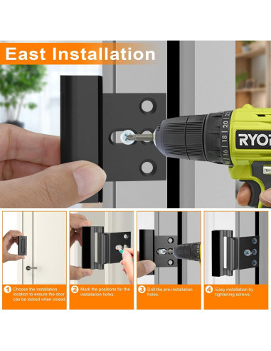 Cerradura de Refuerzo Comfylichi para Puertas - 2 Paquete Negro