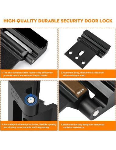 Cerradura de Refuerzo Comfylichi para Puertas - 2 Paquete Negro