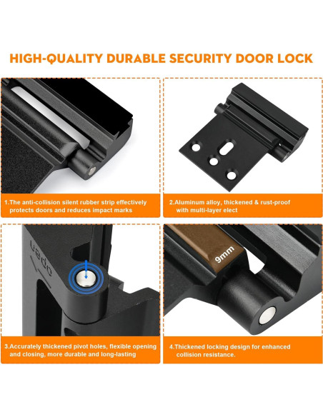 Cerradura de Refuerzo Comfylichi para Puertas - 2 Paquete Negro