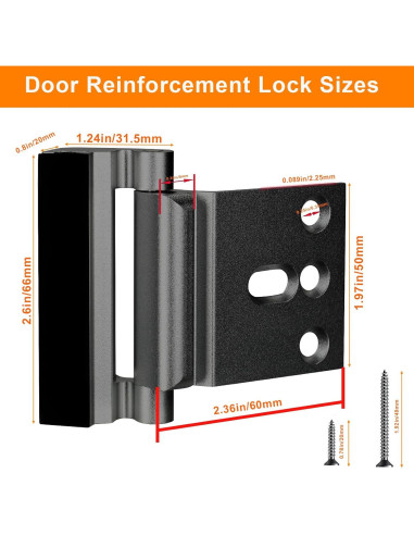 Cerradura de Refuerzo Comfylichi para Puertas - 2 Paquete Negro