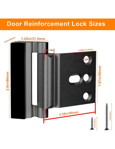 Cerradura de Refuerzo Comfylichi para Puertas - 2 Paquete Negro