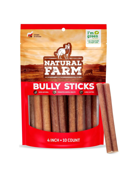 Palos Bully Sin Olor Natural Farm 10 cm - 10 Unidades para Perros