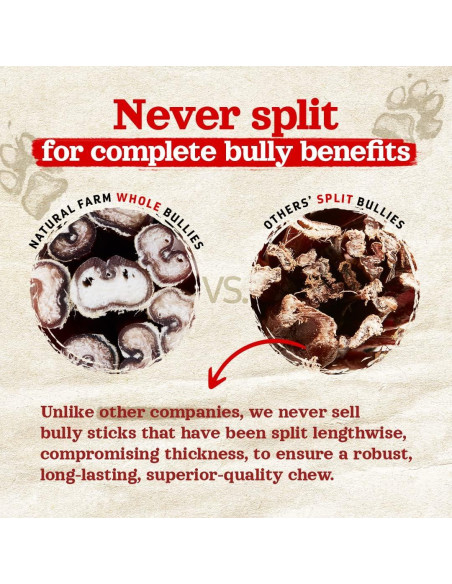 Palos Bully Sin Olor Natural Farm 10 cm - 10 Unidades para Perros