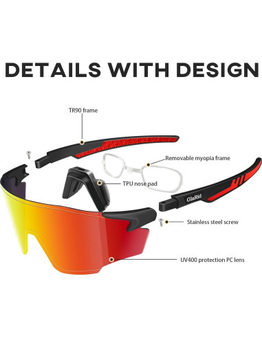 Gafas de sol deportivas GlaRid UV400 para ciclismo y más