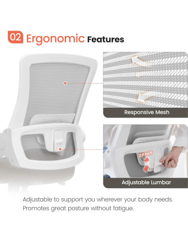 Silla de Oficina NEO Ergonomica Respaldo Alto Malla Beige