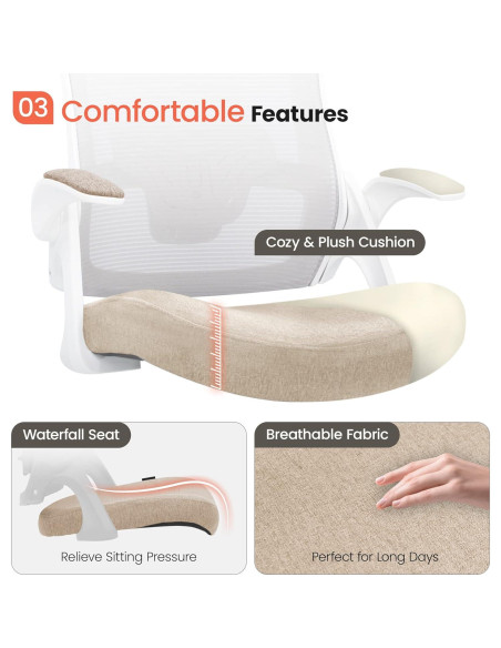 Silla de Oficina NEO Ergonomica Respaldo Alto Malla Beige