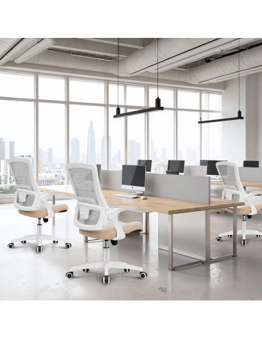 Silla de Oficina NEO Ergonomica Respaldo Alto Malla Beige