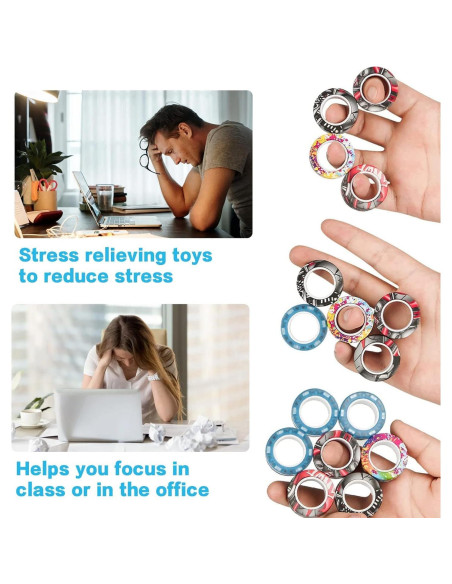 Juego de Anillos Magnéticos Antiestrés RURING 12 Piezas