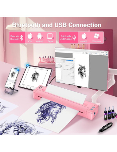 Impresora de Plantillas de Tatuaje TATOPRT P19 Inalámbrica