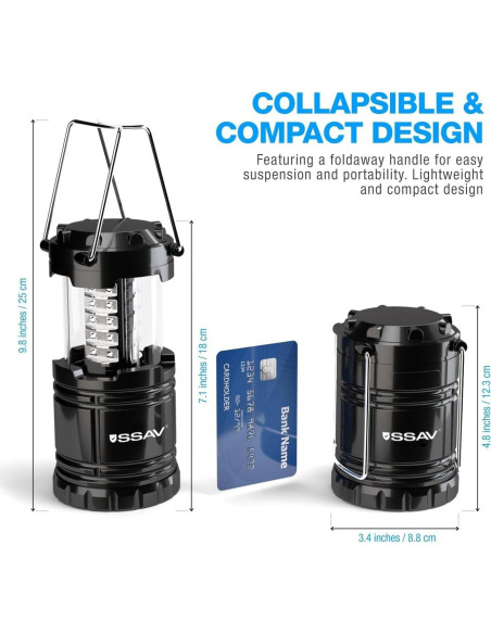 2 Linternas LED Plegables SSAV para Camping y Emergencias