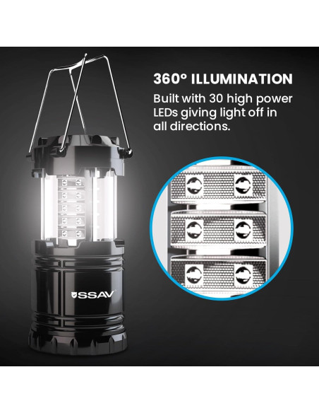 2 Linternas LED Plegables SSAV para Camping y Emergencias