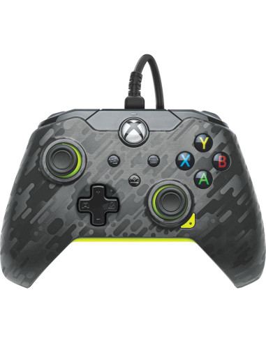 Controlador con Cable PDP para Xbox Series X|S y PC - Carbón Eléctrico Gris/Amarillo