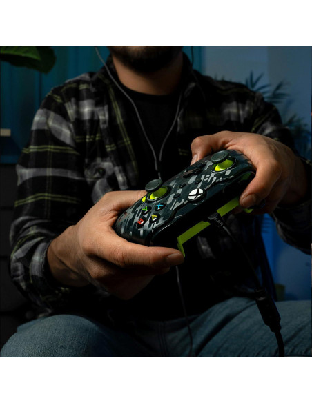 Controlador con Cable PDP para Xbox Series X|S y PC - Carbón Eléctrico Gris/Amarillo