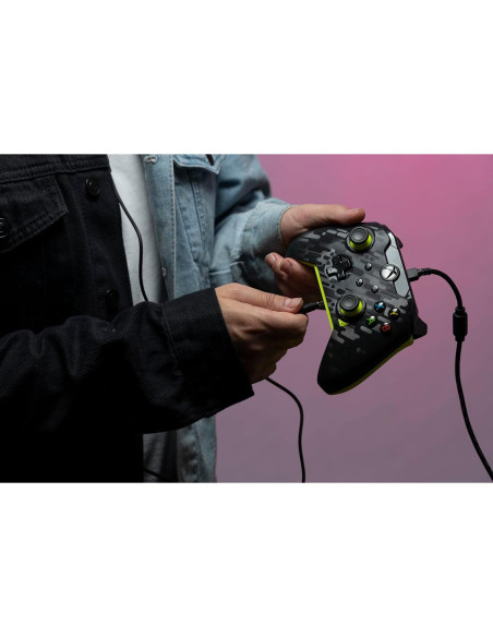 Controlador con Cable PDP para Xbox Series X|S y PC - Carbón Eléctrico Gris/Amarillo