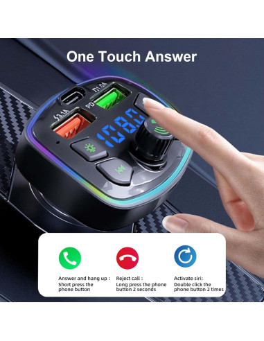 Transmisor Bluetooth FM VEESA 5.0 Carga Rápida 3.0 para Coche