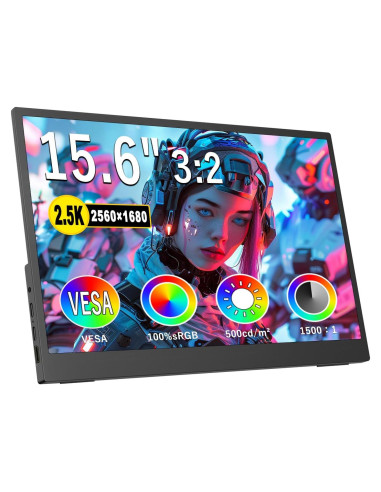 Monitor Portátil 2.5K Topmonitor 15.6" UHD 2560x1680 IPS