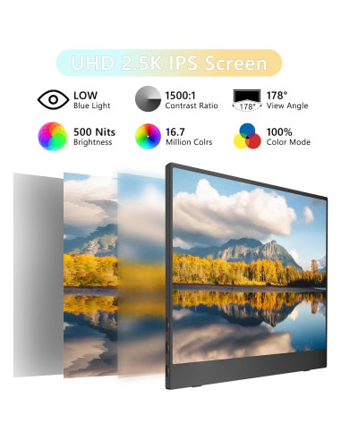 Monitor Portátil 2.5K Topmonitor 15.6" UHD 2560x1680 IPS