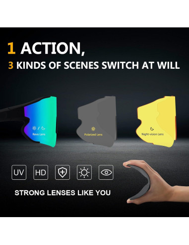 Gafas de sol OULAIQI 548 deportivas con 3 lentes intercambiables