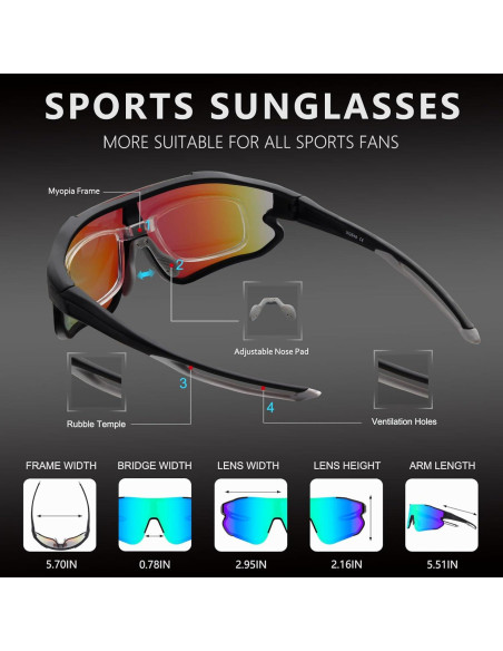 Gafas de sol OULAIQI 548 deportivas con 3 lentes intercambiables