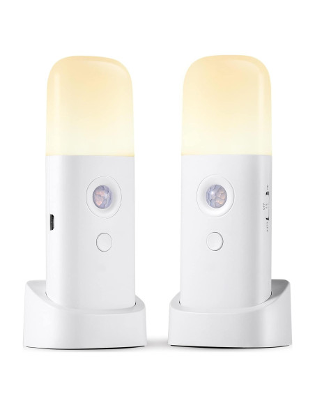 Luz Nocturna Recargable con Sensor de Movimiento - 2 Pzs