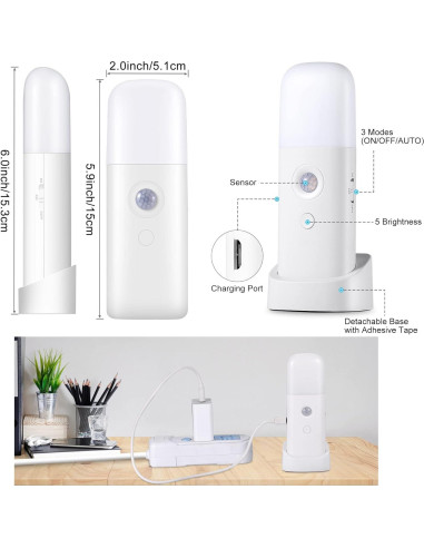 Luz Nocturna Recargable con Sensor de Movimiento - 2 Pzs