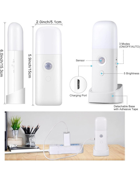Luz Nocturna Recargable con Sensor de Movimiento - 2 Pzs