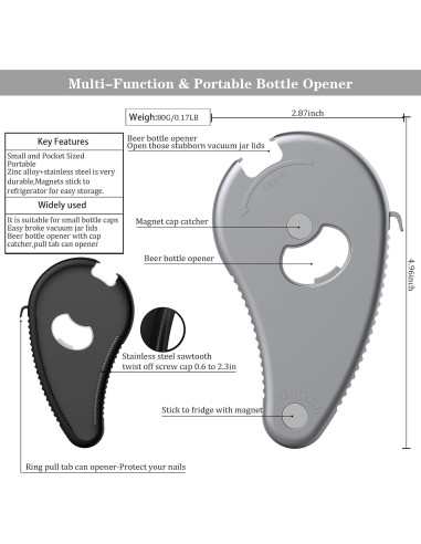 Abridor de Tarros y Botellas Uinxan Plata Multifuncional