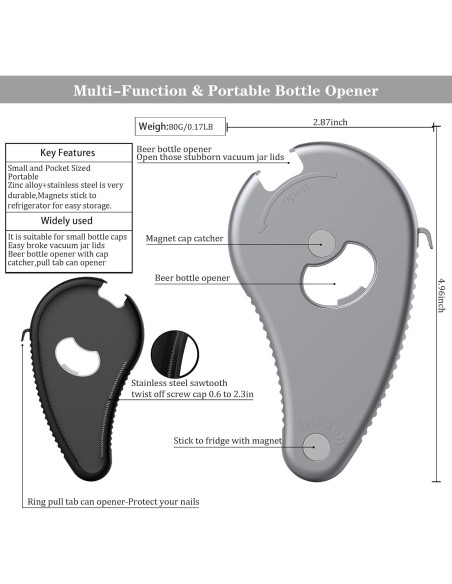 Abridor de Tarros y Botellas Uinxan Plata Multifuncional