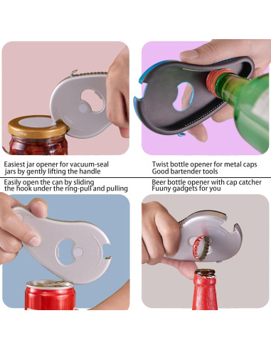 Abridor de Tarros y Botellas Uinxan Plata Multifuncional