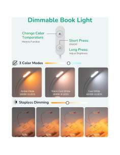 Luz de Lectura EDISHINE Recargable USB con Clip 3 Modos 2
