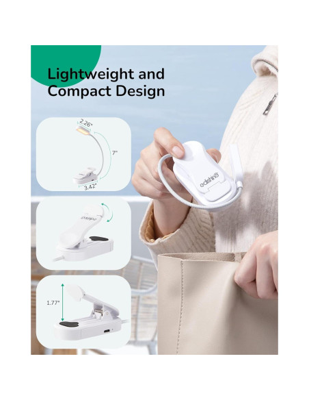 Luz de Lectura EDISHINE Recargable USB con Clip 3 Modos