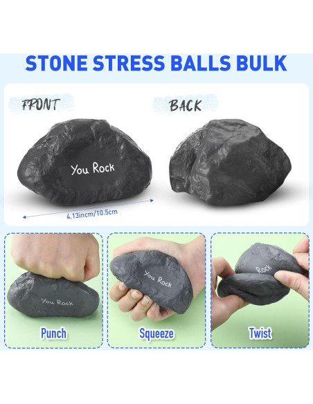 Pelotas Antiestrés Gemscream 5 Pcs Roca Motivacional 10.5 cm