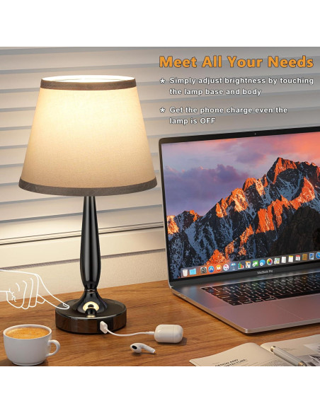 Lámpara de Mesa Táctil Kakanuo con USB y Regulador 41.4cm